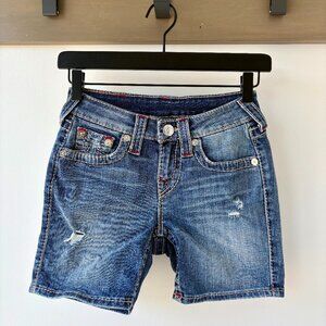 True Religion Curvy Big T Denim distressed Shorts -  Size 24 - 5 Inch Inseam
